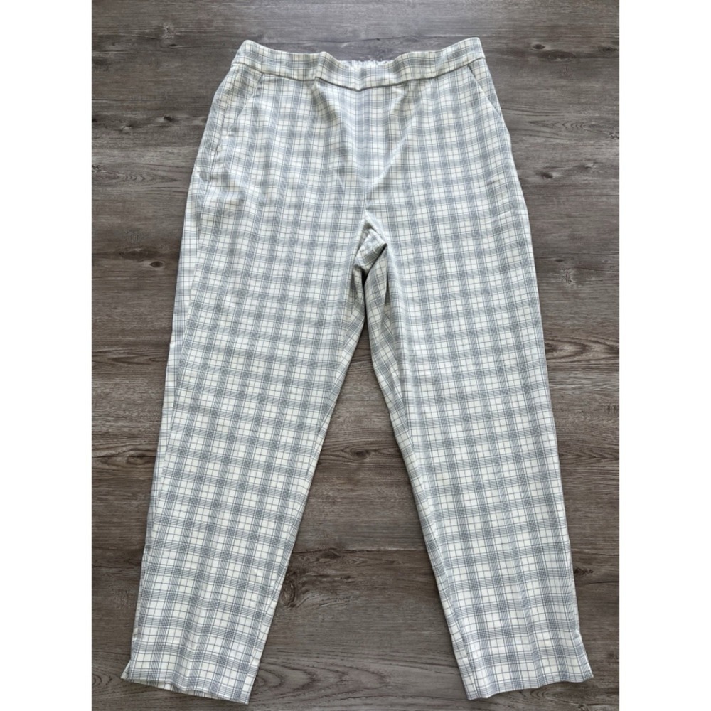 Banana Republic Pull On Hayden Ankle Pants Womens 16 Ivory Plaid NWT